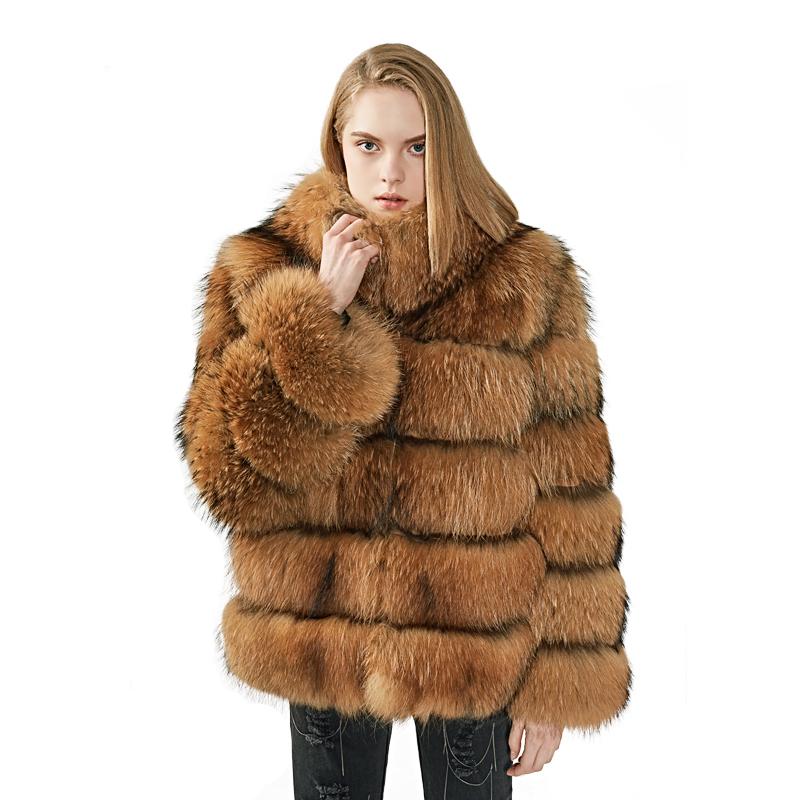 Изображение товара: MAOMAOFUR пальто из натурального меха енота высокое качество женская зимняя теплая куртка натуральный енот цвет пальто 100% натуральная Меховая куртка
