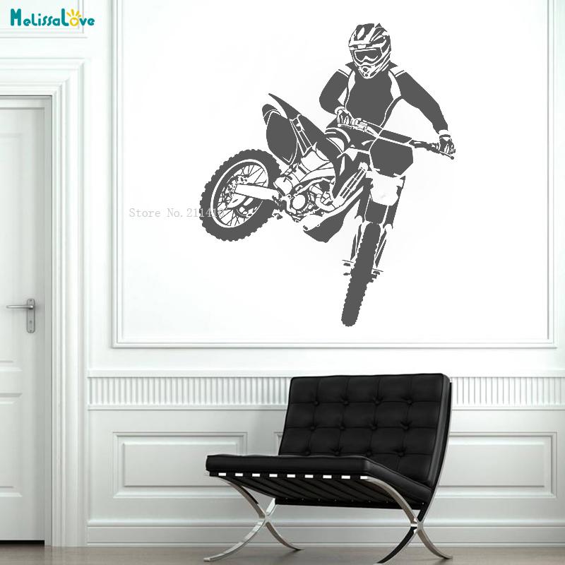 Изображение товара: Гоночный мотоцикл наклейки на стену наклейки фотография скорость спорт украшение для дома для храброго человека Съемные Фрески виниловые YT1777