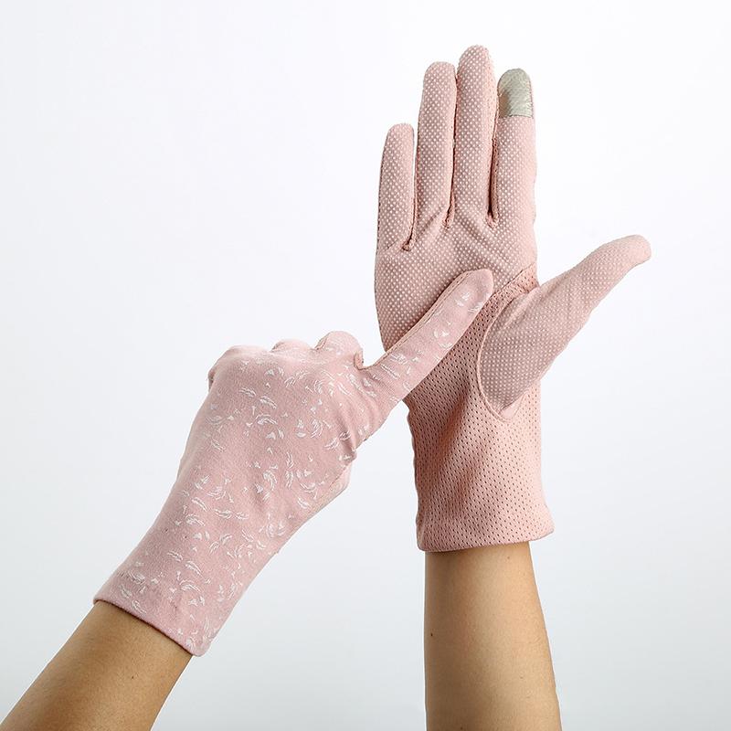 Изображение товара: Перчатки женские солнцезащитные для вождения, эластичные Нескользящие митенки с защитой от УФ излучения, для работы с сенсорным экраном, дышащие, розовые, на лето, осень