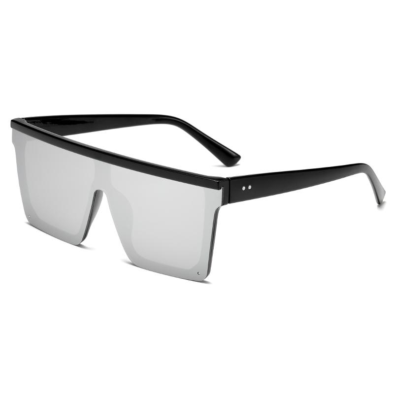 Изображение товара: Солнцезащитные очки в стиле оверсайз UV400 для мужчин и женщин, зеркальные аксессуары в винтажном стиле, с плоским верхом, 2019