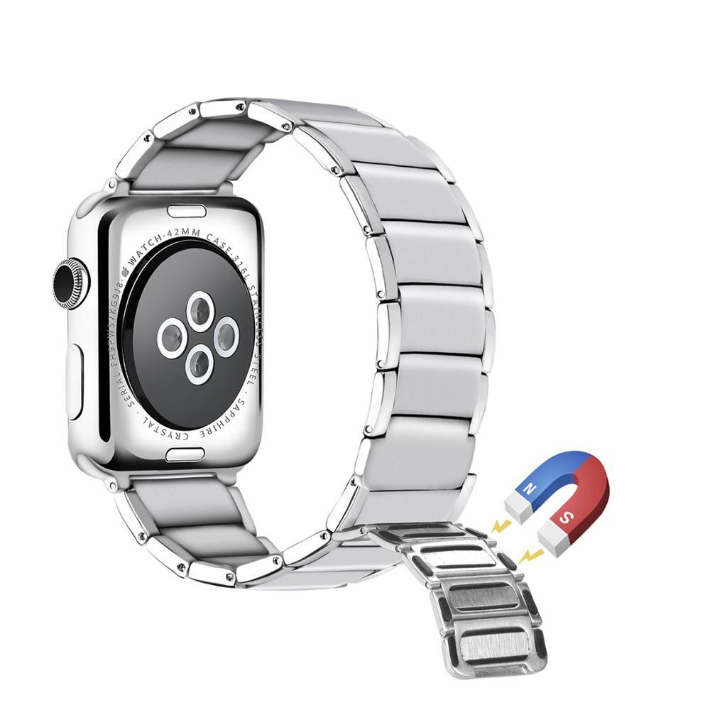 Изображение товара: Сменный Браслет из нержавеющей стали для Apple Watch band 4 44/40 мм, ремешок с магнитной застежкой для iwatch 3/2/1, 38/42