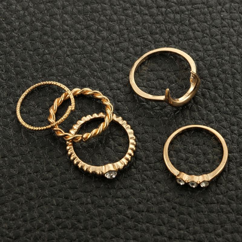 Изображение товара: 5 комплектов европейских и американских колец, простое кольцо с Луной из сплава, комбинированное кольцо, Золотое кольцо, обручальные кольца