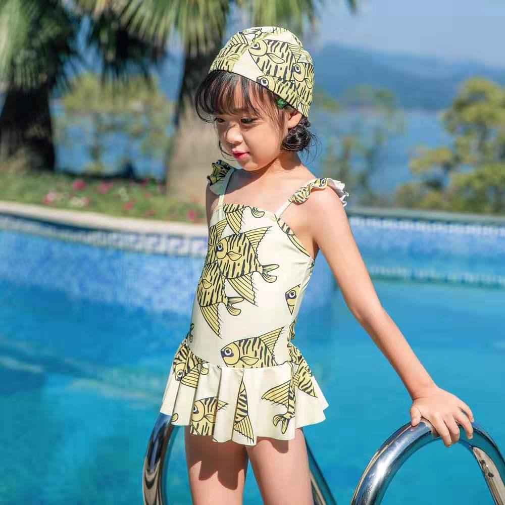 Изображение товара: Цельнокроеный купальный костюм для девочек, одежда для плавания с рисунком рыбы для девочек, пляжный купальный костюм для 2-12 лет
