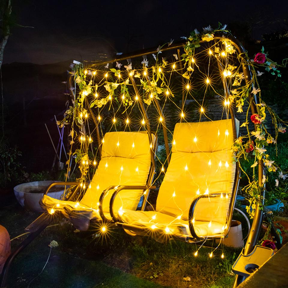 Изображение товара: Светодиодная сетчатая гирлянсветильник для дома и сада, декор для настенного телевизора, 1,5x1,5 м, 3x2 м, 6x4 м, Сказочная Звездная гирлянда для свадебной вечеринки, лампа