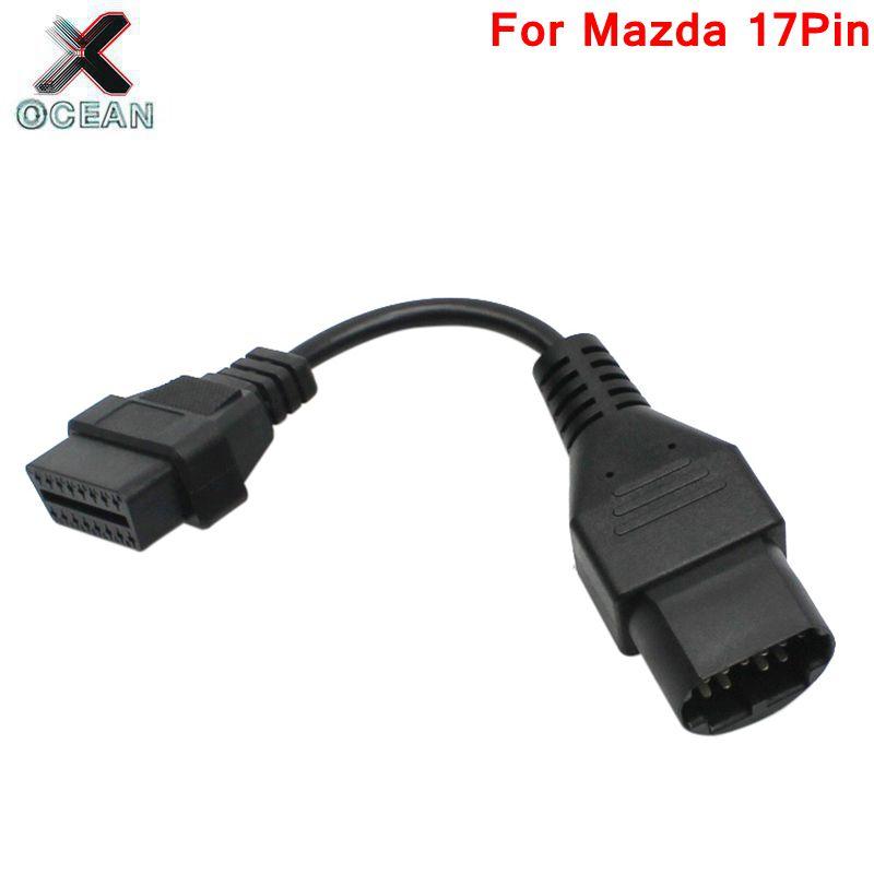 Изображение товара: 5 шт для MAZDA 17 Pin 17Pin мужской to OBD OBD2 OBDII DLC 16 контактный разъем адаптер автомобильного диагностического инструмента конвертер Кабель