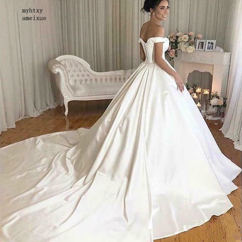 Изображение товара: Романтическое элегантное сексуальное свадебное платье принцессы 2020, бальное платье знаменитости, свадебное платье со шлейфом