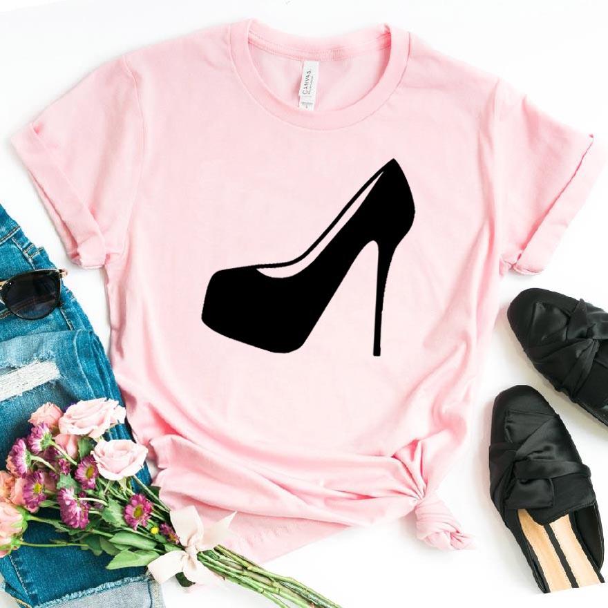 Изображение товара: Обувь на высоком каблуке; Женская футболка; Хлопковая Повседневная хипстерская забавная футболка; Подарок для девушек; Yong; Топ; Футболка; Прямая поставка; ZY-299
