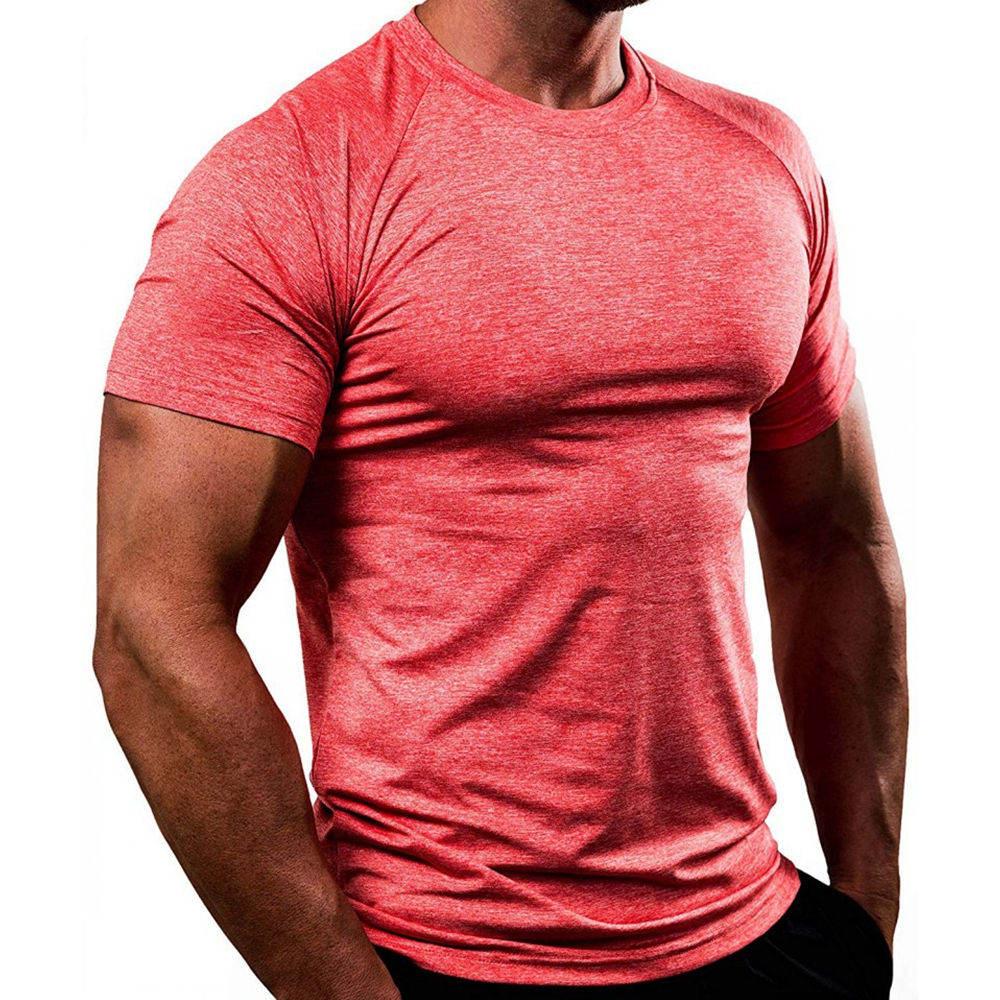 Изображение товара: Быстросохнущая Однотонная футболка с коротким рукавом, Мужская облегающая футболка для спортзала, фитнеса, бодибилдинга, мужские джоггеры, тренировочные футболки, топы, одежда кроссфита