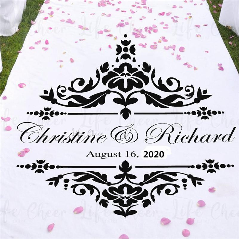 Изображение товара: Виниловая наклейка с именами на заказ, съемный Свадебный декор, персонализированные наклейки на пол для свадьбы, украшение на стену, AC255