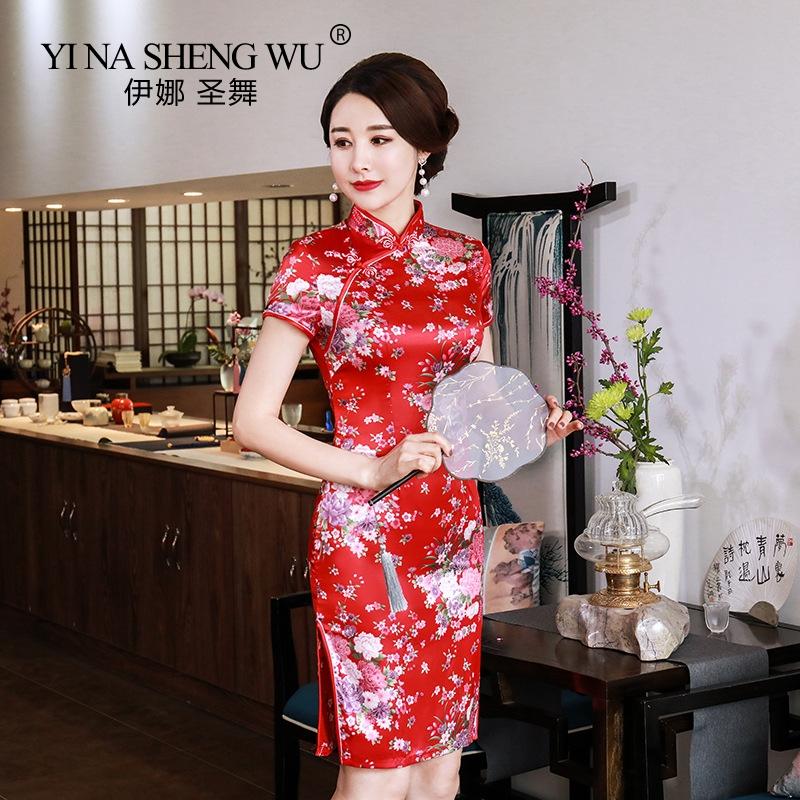 Изображение товара: Новые женские вечерние платья, Элегантное Атласное Платье, обтягивающие китайские свадебные платья, женские китайские традиционные чонсамы Qipao