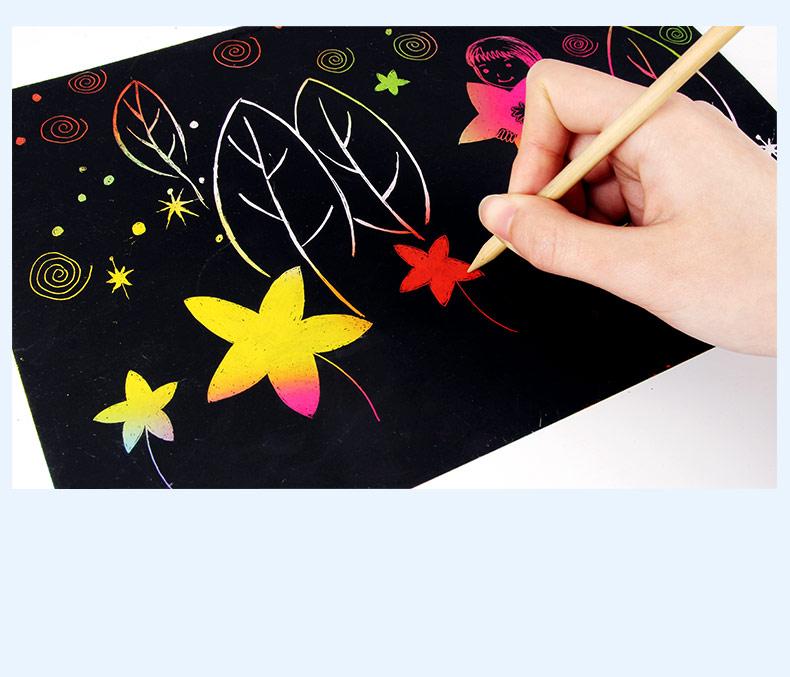 Изображение товара: 5 шт./компл. детская когтеточная бумага для учеников цветная творческая бумага для выскабливания A4 детская Раскрашенная книга для рисования