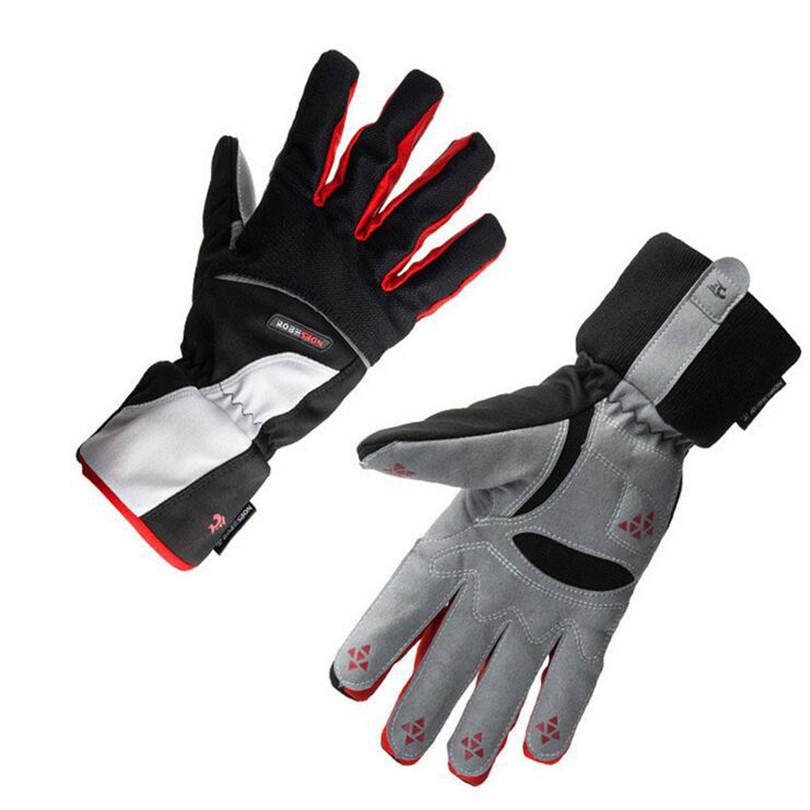 Изображение товара: Плотные велосипедные перчатки с пальцами, теплые флисовые Новые Зимние непромокаемые высококачественные теплые велосипедные перчатки, мужские ветрозащитные перчатки