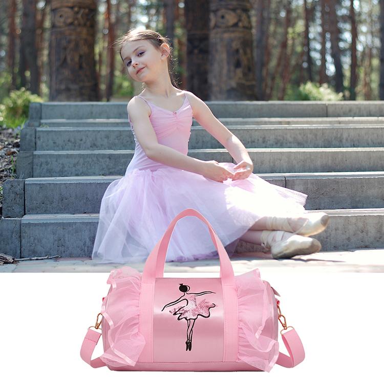 Изображение товара: Черная кружевная балетная сумка для девочек, балетные сумки, спортивная гимнастическая сумка для йоги, танцев для девочек, сумка через плечо, вместительная сумка