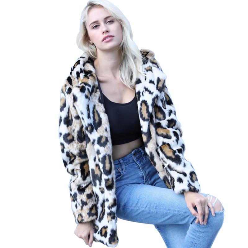 Изображение товара: Женское леопардовое меховое пальто Liva girlLeopard, сезон осень-зима 2019, толстые теплые плюшевые куртки из искусственного меха, женские топы, Короткие пальто из искусственного меха