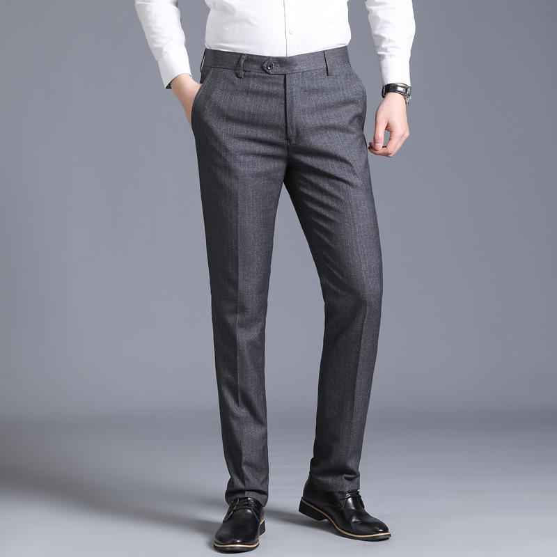 Изображение товара: Мужские деловые брюки, модная уличная одежда, в полоску, Свадебные брюки, офисные брюки, Стрейчевые Молодежные Костюмные штаны, 29-38