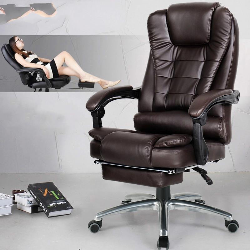 Изображение товара: Кожаное компьютерное кресло, домашнее офисное кресло из воловьей кожи, вращающееся игровое кресло с подъемом, наклонное силуэтное офисное кресло, игровое кресло