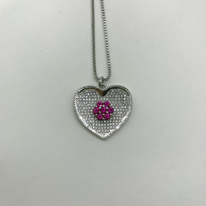 Изображение товара: Модные медные циркониевые ожерелья в форме сердца, цепочка с удлинителем для подруги