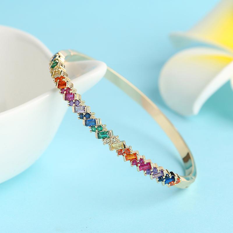 Изображение товара: Роскошный женский браслет с блестящими кристаллами, браслеты для женщин, модные радужные браслеты и браслеты, свадебная бижутерия, подарок