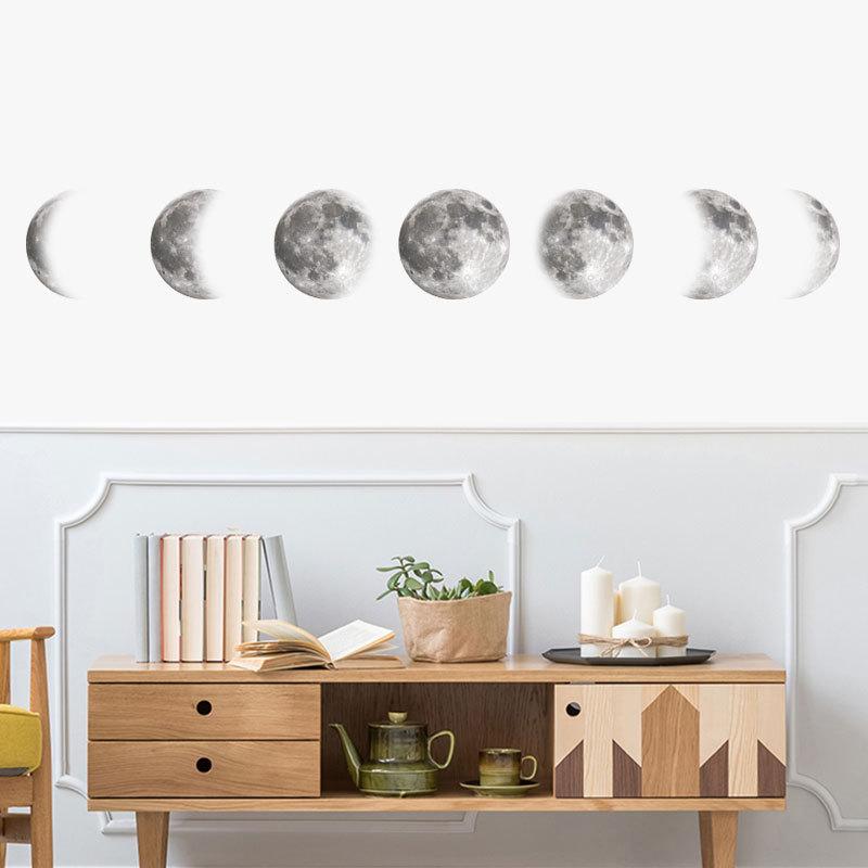 Изображение товара: Креативная 3D Наклейка на стену в форме Луны, Декор для дома, гостиной, настенные фрески, художественные наклейки, декор фона, луна, звезда, наклейка s