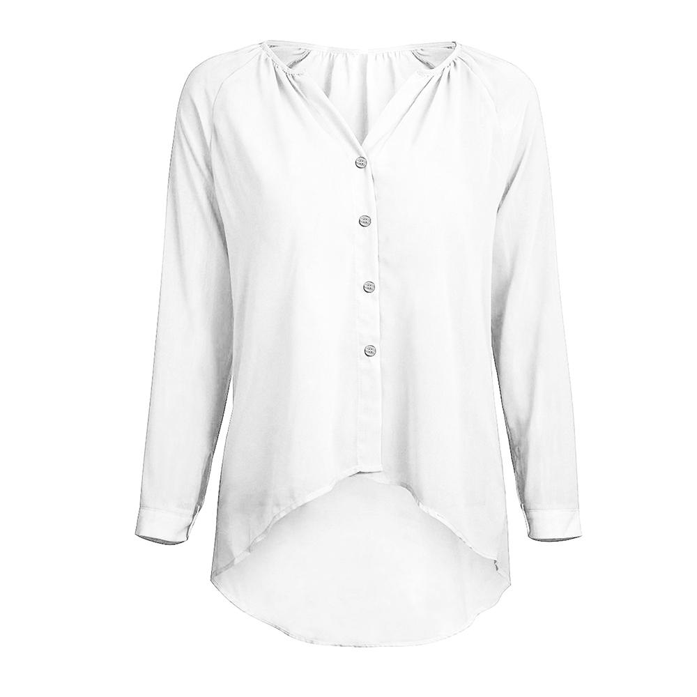 Изображение товара: Блузка Yming Женская с длинным рукавом, повседневный топ на пуговицах, вечерняя туника в стиле бохо, винтажная белая шифоновая рубашка, большие размеры