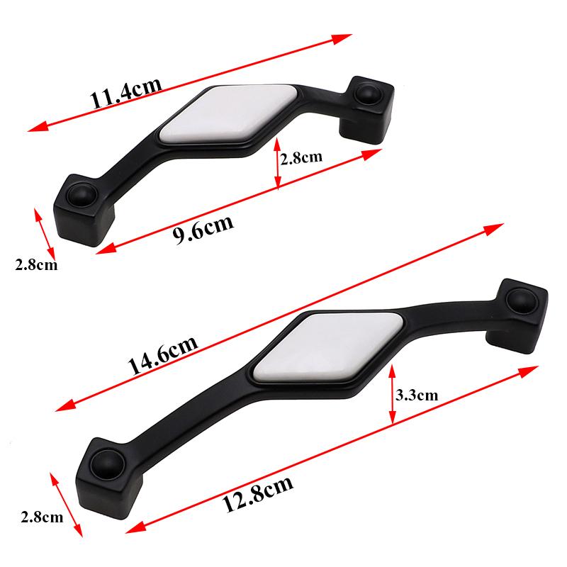 Изображение товара: Ручки для шкафа из цинкового сплава, белый фарфор, черный цвет, фурнитура для кухонного шкафа в американском стиле, для ящиков, модная фурнитура