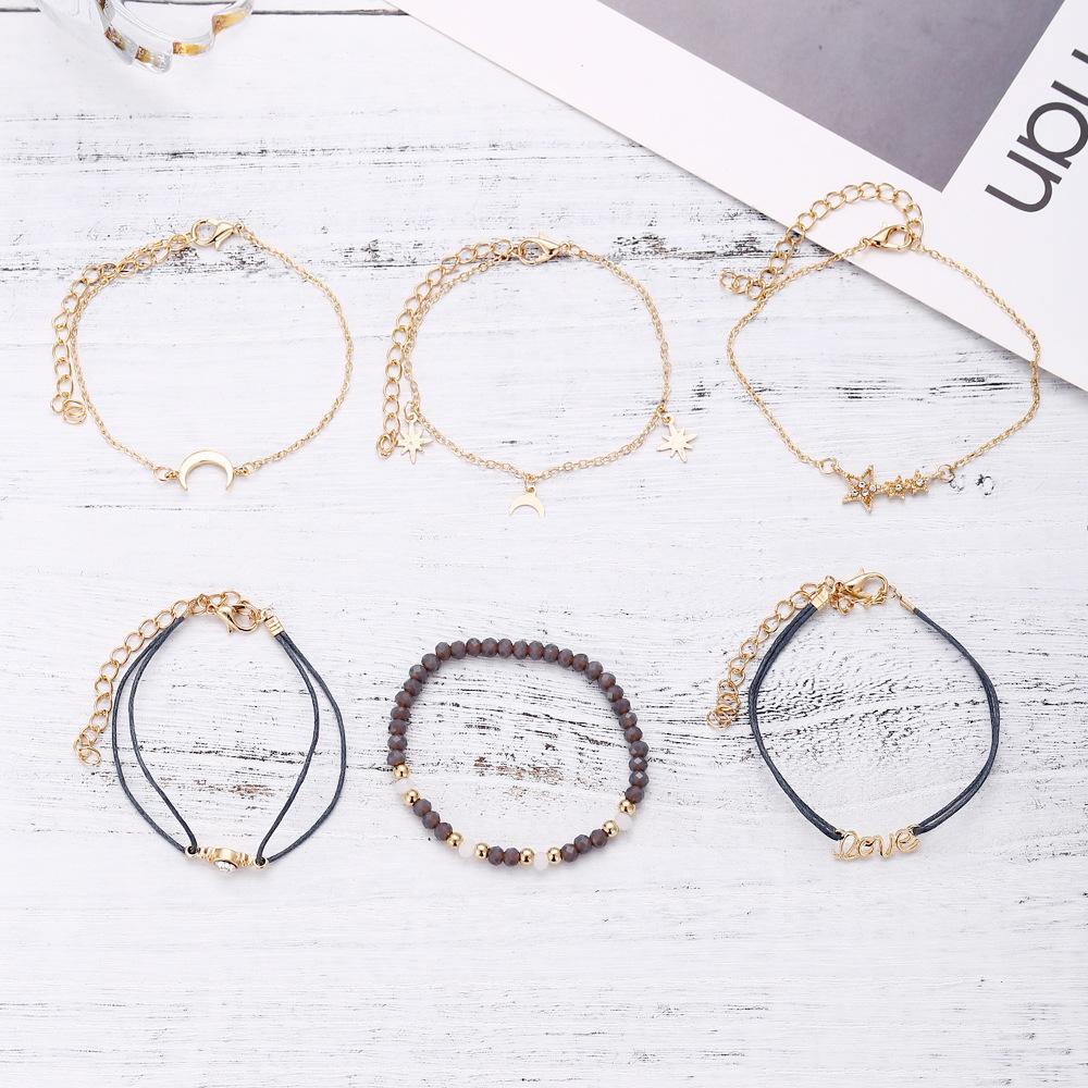 Изображение товара: 5 шт./компл. новые модные браслеты для женщин и девушек винтажные золотые браслеты классический креативный подарок на день Святого Валентина геометрический дизайн