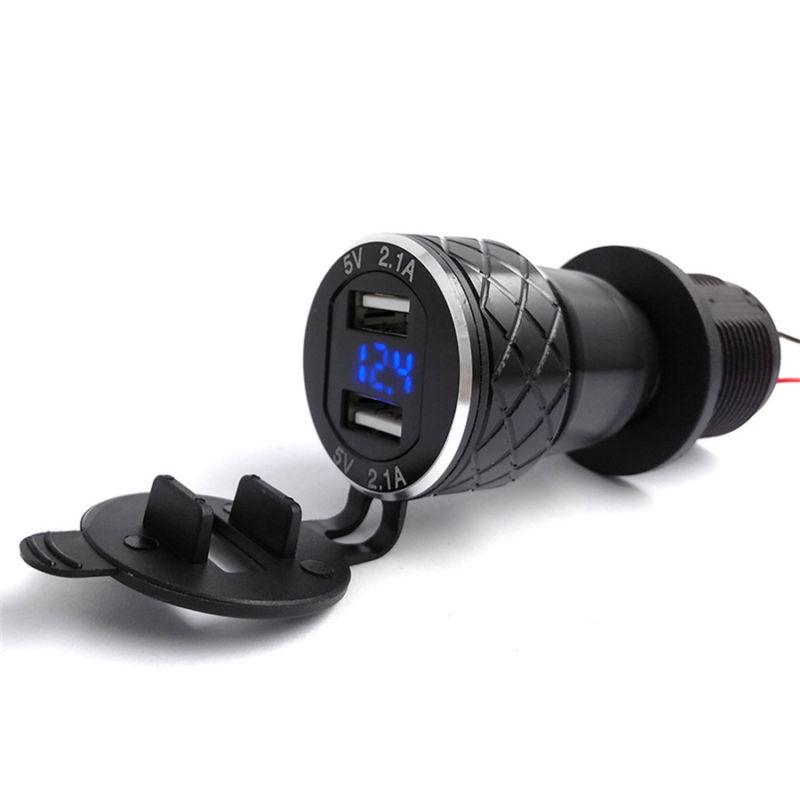 Изображение товара: 5V 4.2A 2 USB Charger Socket Adapter Power For 12V 24V Motorcycle Car Black