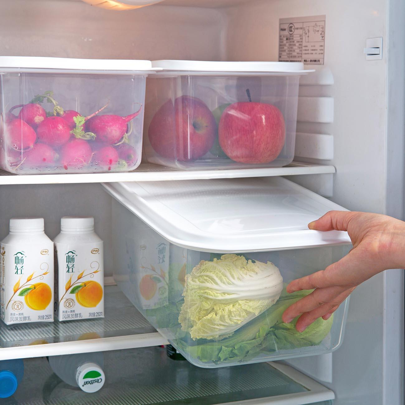 Изображение товара: Большой пластиковый контейнер для фруктов и овощей с крышками, холодильник для хранения фруктов и овощей, прямоугольная коробка для хранения различных зерен, герметичная коробка