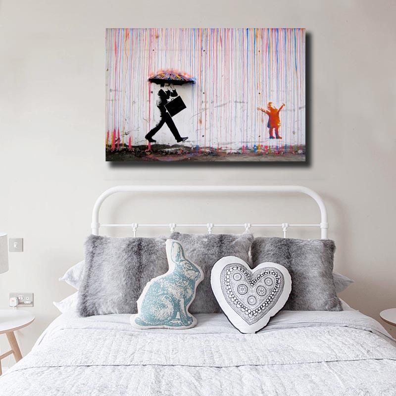 Изображение товара: Картина на холсте «радужный дождь», Настенный Современный постер для украшения дома и спальни, картина маслом, рама для салона