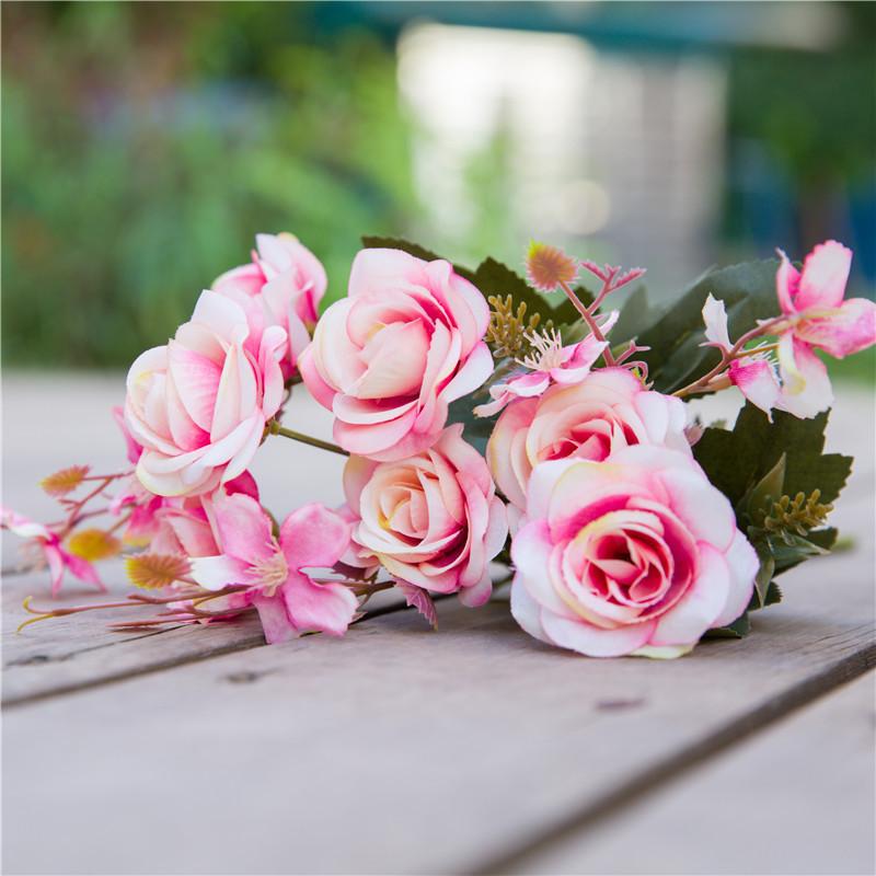 Изображение товара: 7 искусственные букеты из роз модные пион из шёлка, цветок красивая Маргаритка дома вечерние свадебное украшение невесты букеты 