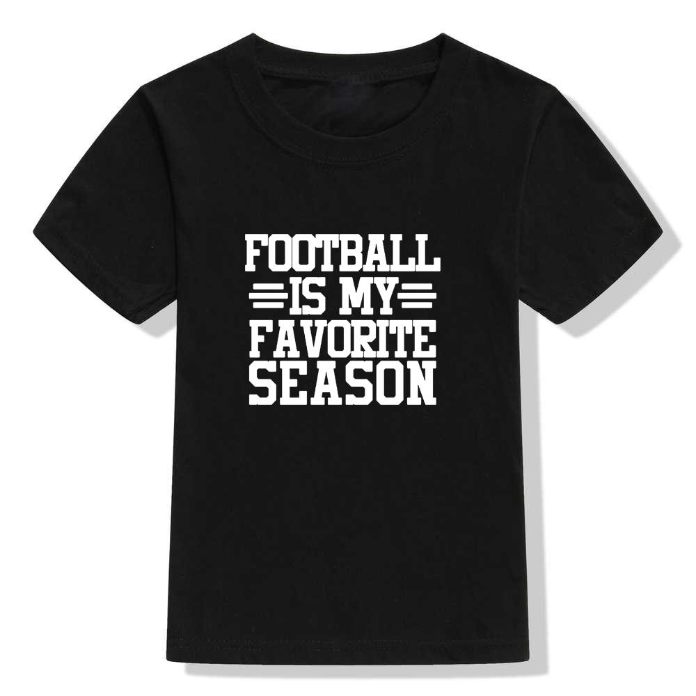 Изображение товара: Забавная детская футболка с принтом «Футбол-мой любимый сезон» для мальчиков и девочек Детские футболки с буквенным принтом летняя милая детская одежда