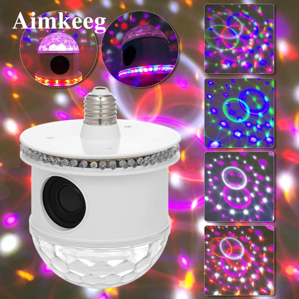 Изображение товара: Сценический миниатюрный RGB светильник E27 со звуковой активацией, автоматически вращающийся волшебный дискошар, освещение для диджея, сценический эффект, светильник с шестью режимами