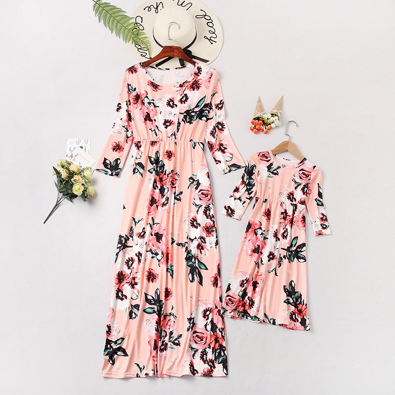 Изображение товара: Платье для мамы и дочки, с длинным рукавом, с цветочным рисунком