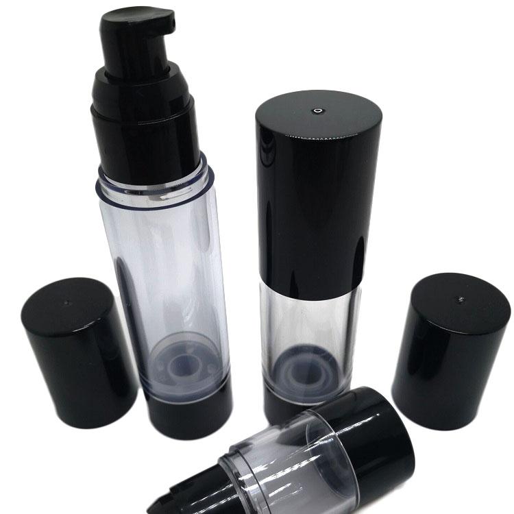 Изображение товара: Прозрачная пластиковая вакуумная туба 15 мл 30 мл 50 мл пустые Черный остроконечный колпачок бутылки 20 шт./лот