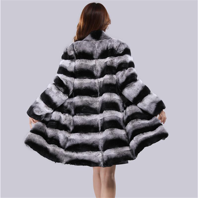 Изображение товара: Женское длинное зимнее пальто из 100% натурального меха кролика рекс высокого качества, Шиншилла