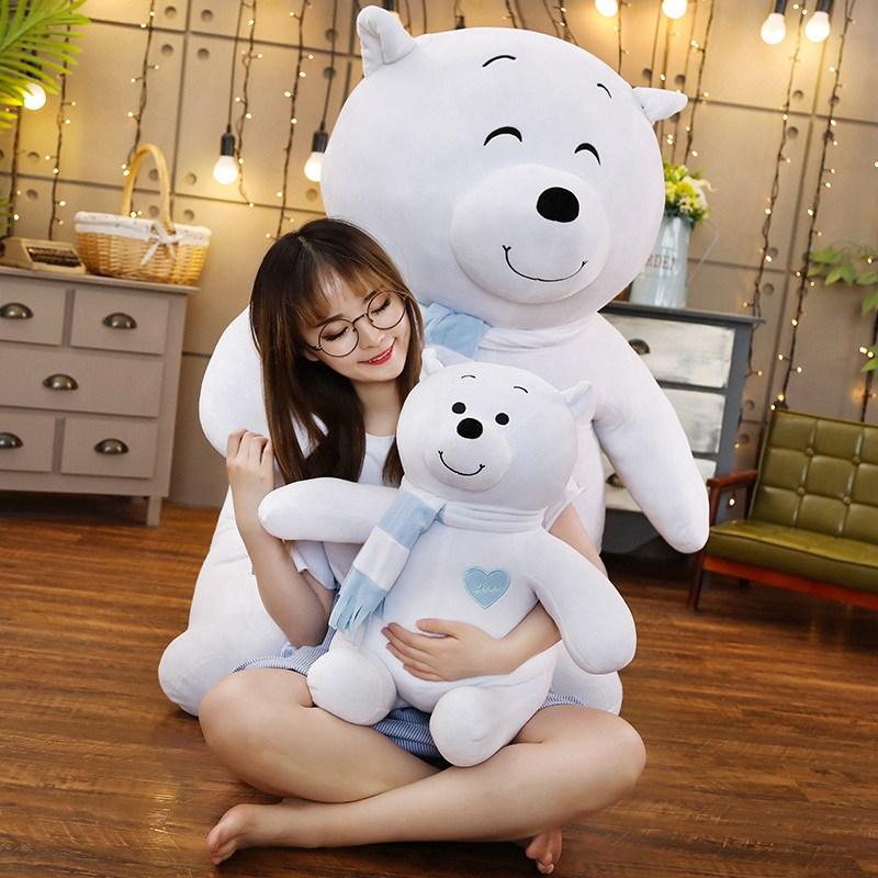 Изображение товара: Большой размер, кавайный полярный медведь, плюшевая игрушка, мягкое мультяшное животное, плюшевый медведь, мягкая кукла, сопровождение ребенка, кукла, подарок подруге на день рождения