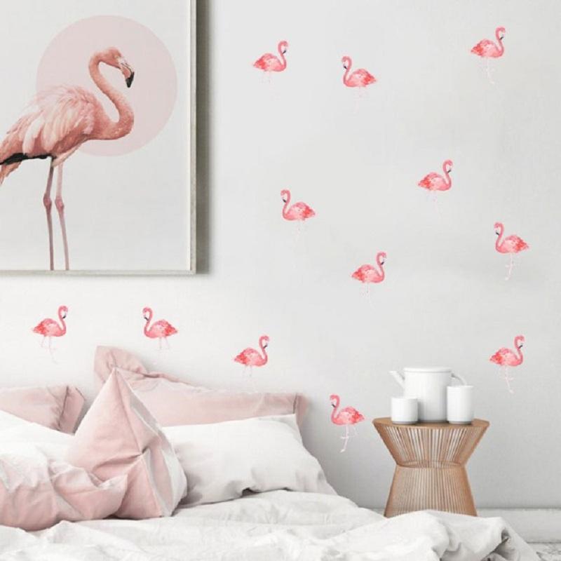 Изображение товара: Красочные наклейки на стену с фламинго, наклейки на стену для спальни, гостиной, Декор для дома Декор плакат на стену