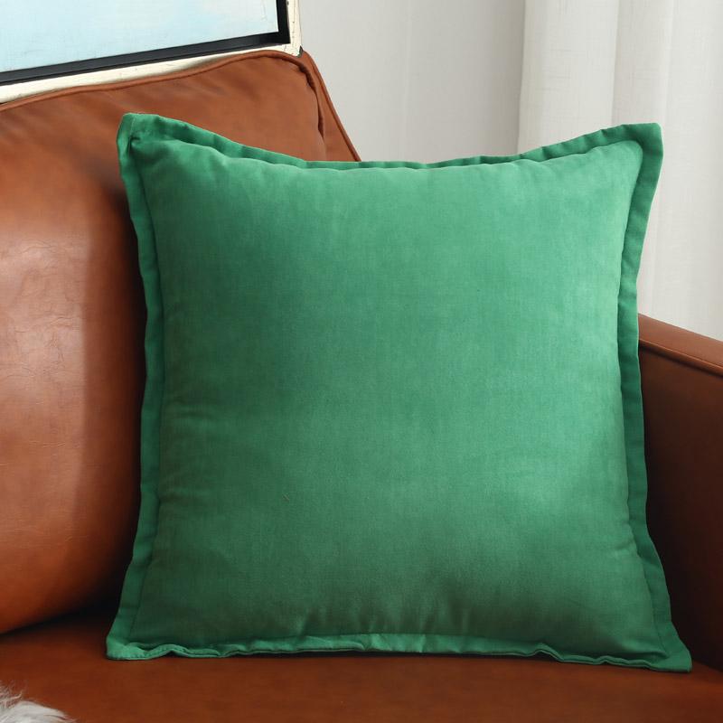 Изображение товара: Однотонный чехол для подушки, зеленый, темно-синий, серый, наволочка для подушки, замшевая декоративная наволочка с бахромой 45x4 5 см/60x6 0 см/30x50см