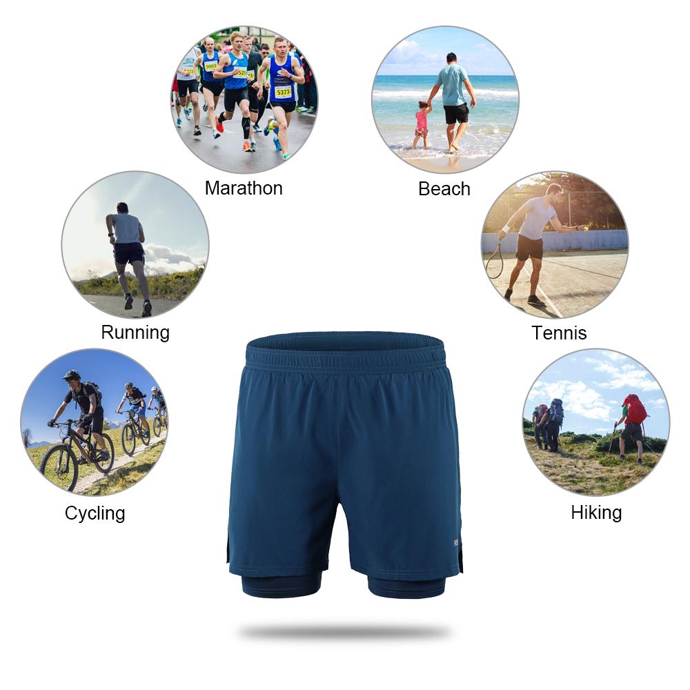 Изображение товара: Мужские велосипедные шорты Arsuxeo 2 в 1, дышащие шорты для бега, быстросохнущие шорты для горного велосипеда, тренировочные шорты для активного отдыха и бега