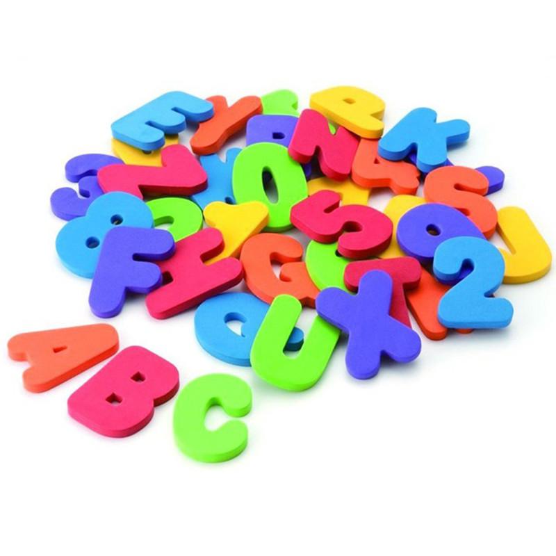 Изображение товара: Игрушки для ванной 36 шт./компл. алфавитно-цифровые буквы для ванны головоломки EVA Детские игрушки Новые Ранние развивающие детские Игрушки для ванны забавные игрушки