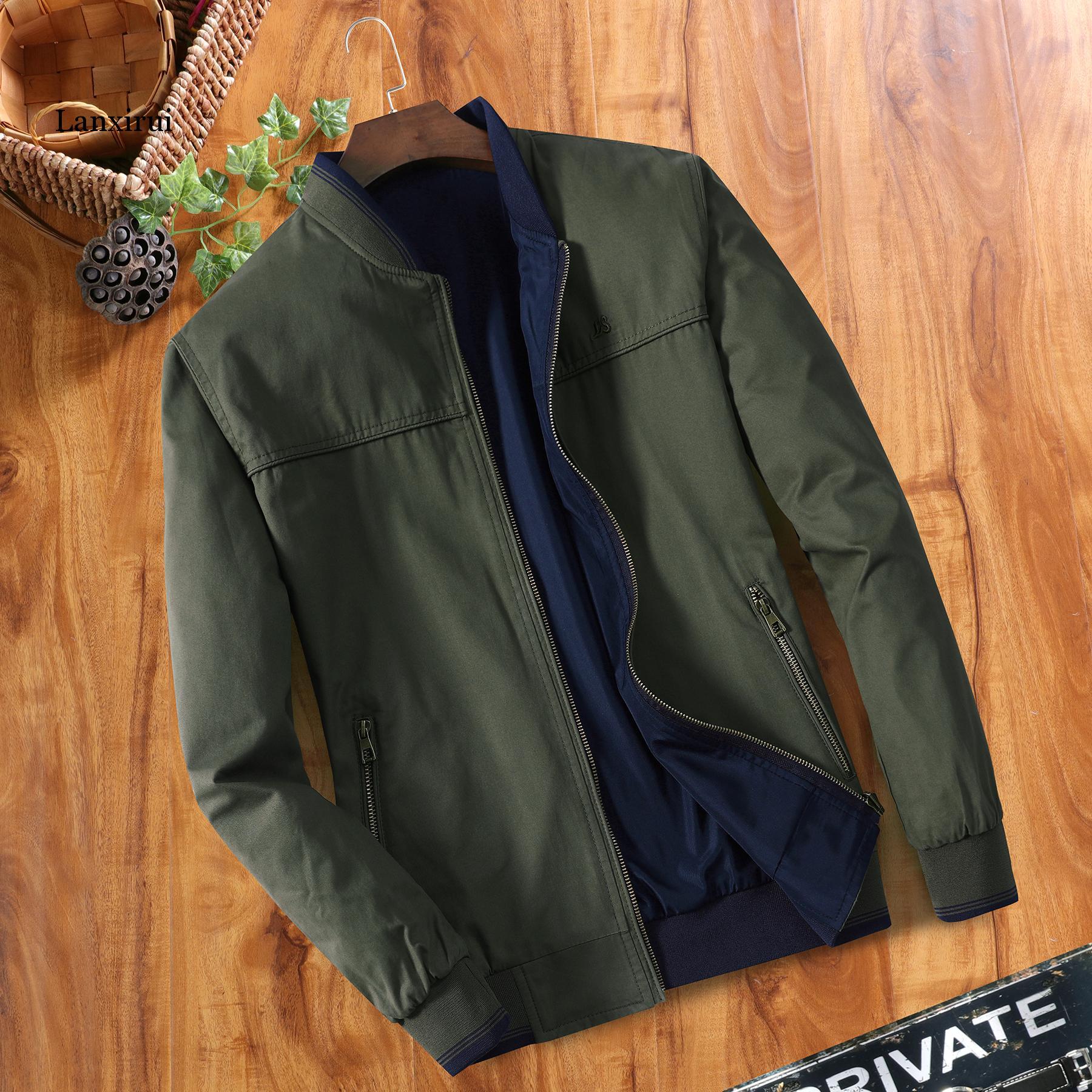 Изображение товара: Мужское тонкое пальто из хлопка, сезонная рабочая одежда на весну и осень, двусторонняя мужская куртка для мужчин среднего возраста, рабочая одежда, большой размер