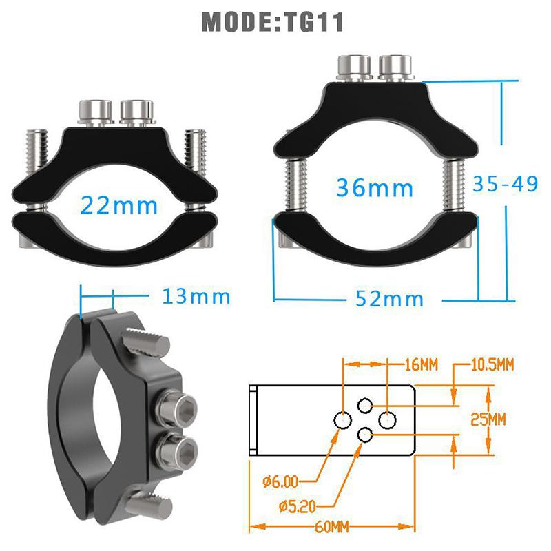 Изображение товара: 2 комплекта Универсальное крепление Tg11 кронштейн фары мотоцикла трубка вилка прожектор держатель зажим для Cafer Racer Chopper и т. Д.