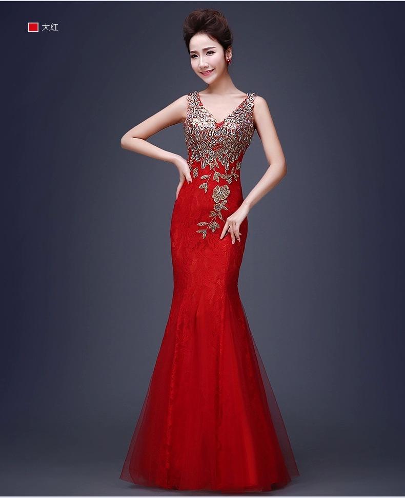 Изображение товара: Женское вечернее платье-Ципао в китайском стиле, элегантное облегающее платье-Русалка для свадебной вечеринки