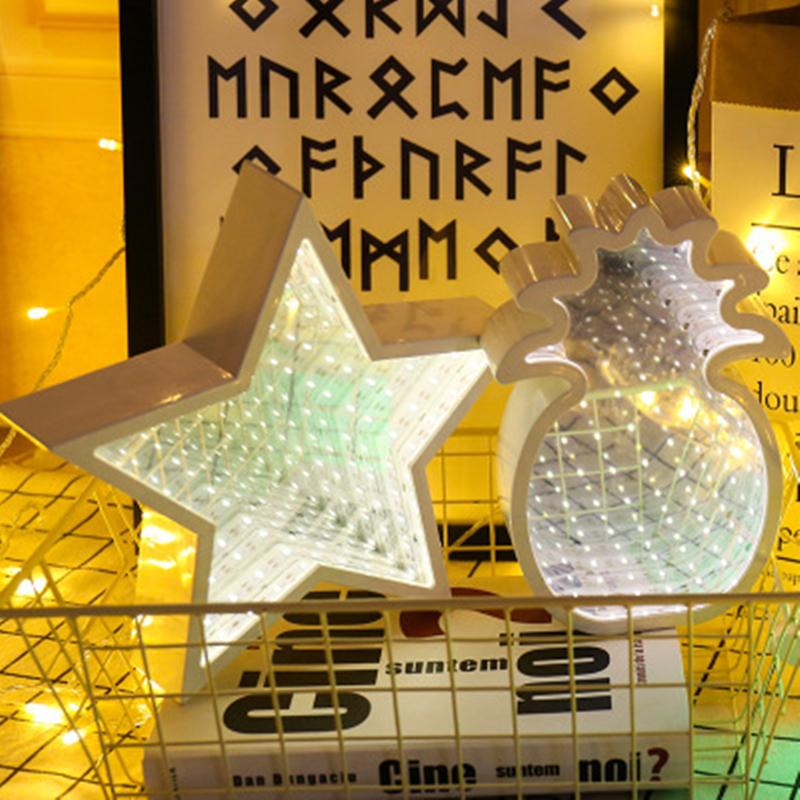 Изображение товара: Креативная настольная лампа Звездные огни девушка сердце зеркало настольная лампа батарея работа Рождество Вечеринка спальня свадьба магазин украшение окна