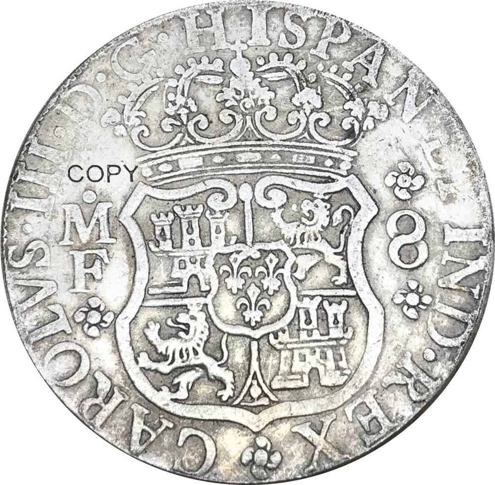 Изображение товара: Peru Ferdinand VI 8 Reales 1755 лм JM медная Посеребренная копии монет