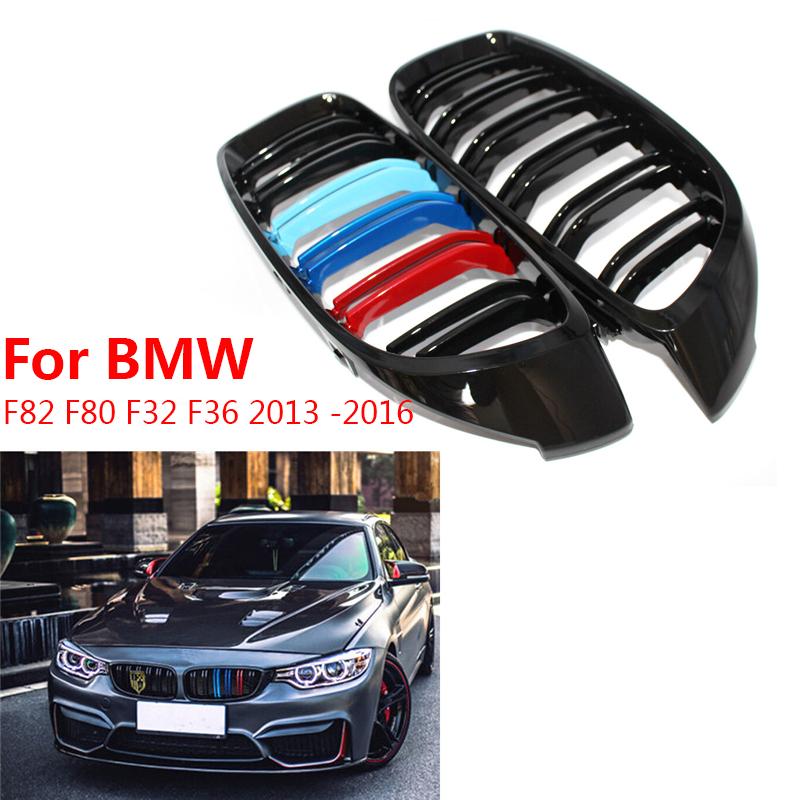 Изображение товара: 1 пара глянец/матовый черный-M Цвет передняя ноздри двойная планка M4 спортивный стиль гриль для BMW F32 F36 F80 F82 2013-2016