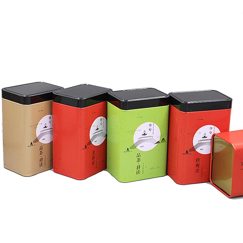 Изображение товара: Xin Jia Yi жестяная чайная коробка Высокое качество прямоугольная жестяная коробка с черной крышкой жестяная коробка для пищевых продуктов свадебный подарок жестяная коробка для хранения конфет