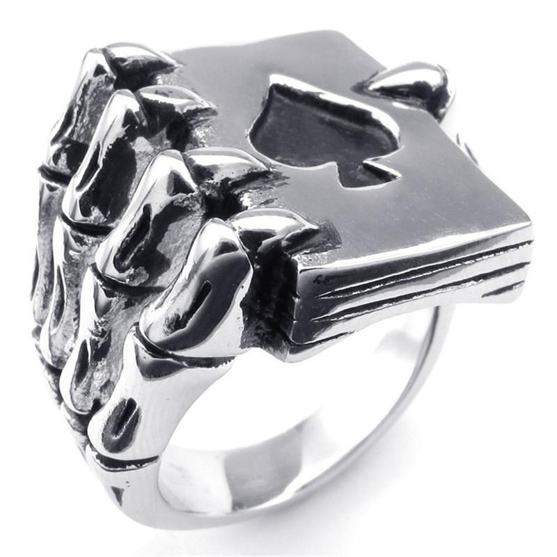 Изображение товара: Модное мужское кольцо-Лопатка, ювелирное изделие для мужчин, Женское кольцо на удачу, мужское винтажное ювелирное изделие, кольцо для покера, подарки для мужчин и женщин