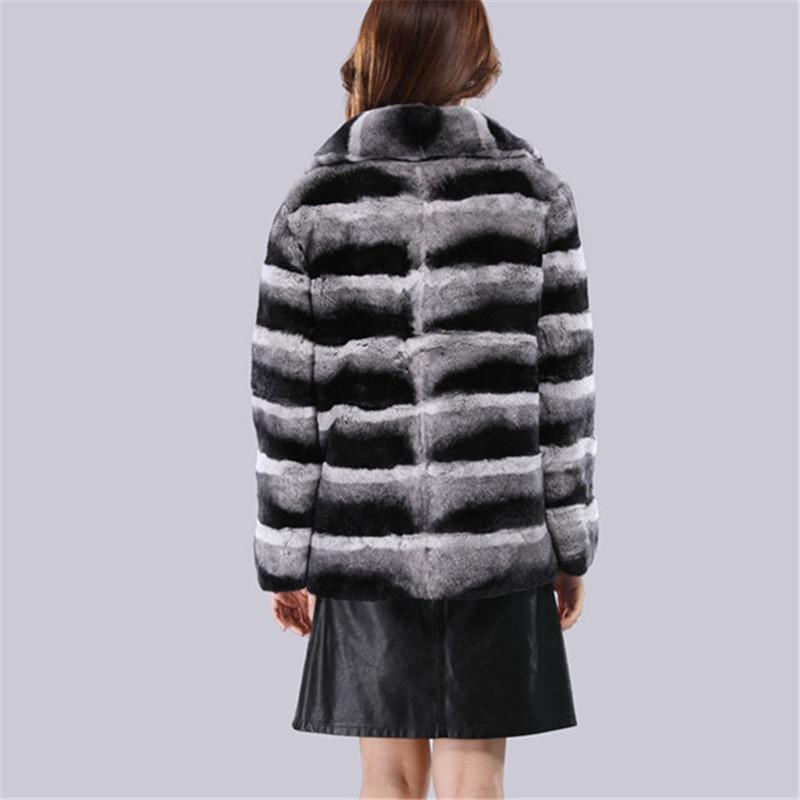 Изображение товара: Женское утолщенное теплое меховое пальто, зимнее пальто из натуральной шиншиллы с костюмным воротником, Женское пальто из натурального меха