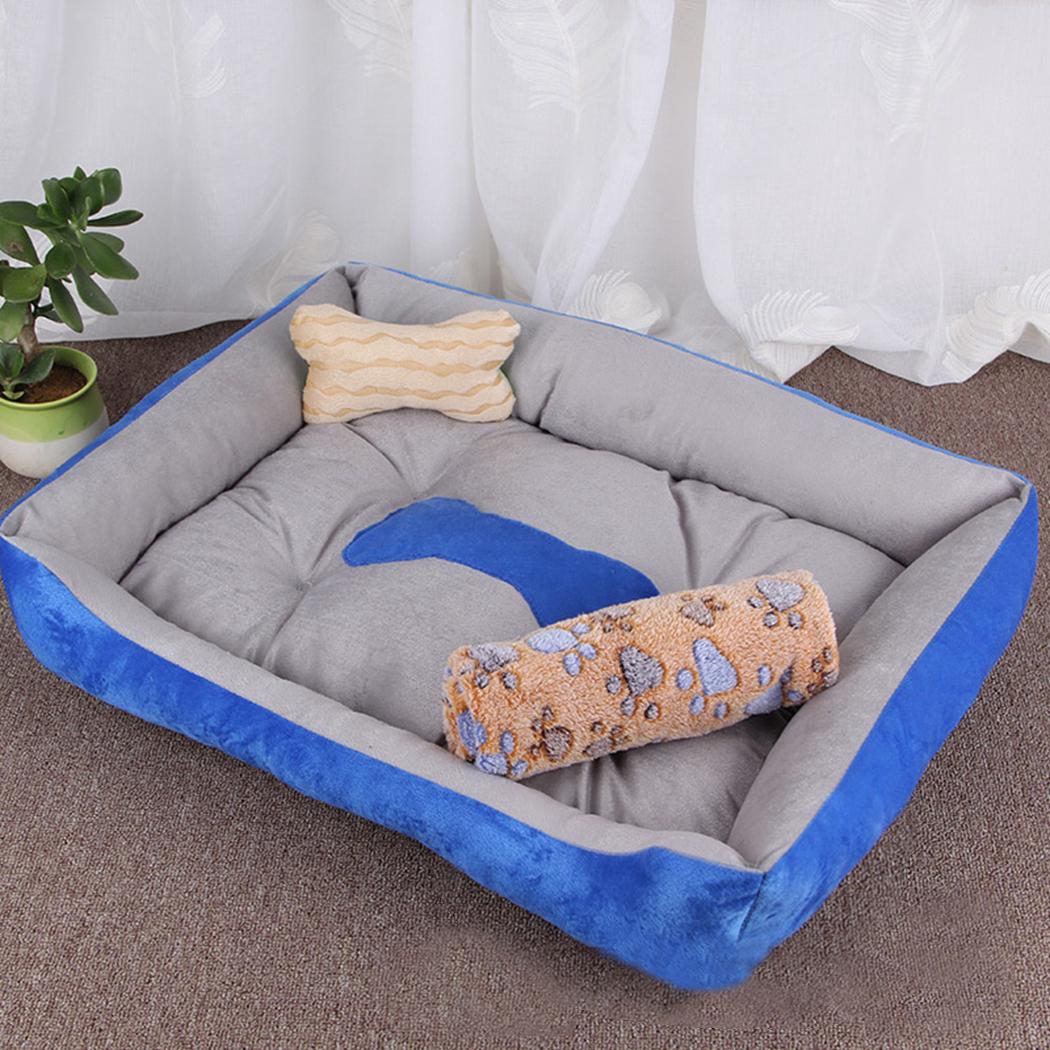 Изображение товара: Мягкая Лежанка для питомца, согревающая Лежанка, моющаяся мягкая плюшевая подушка с нескользящим дном, домик для собаки с одеялом подушка в виде кости